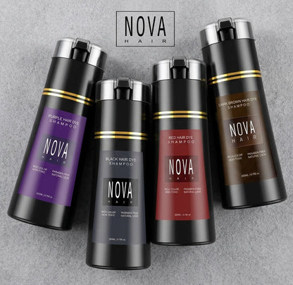 Nova Hair Instant Light Brown Dye Shampoo 200ml (2pc)