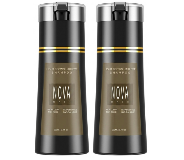 Nova Hair Light Brown Hair Dye Shampoo 200ml (2pc)