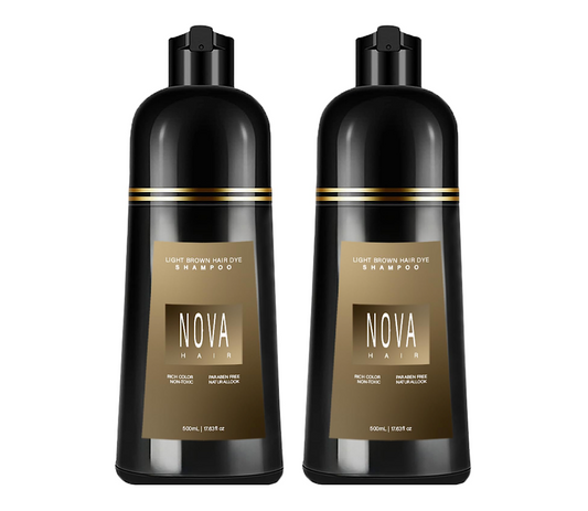 Nova Hair Light Brown Hair Dye Shampoo 500ml (2pc)