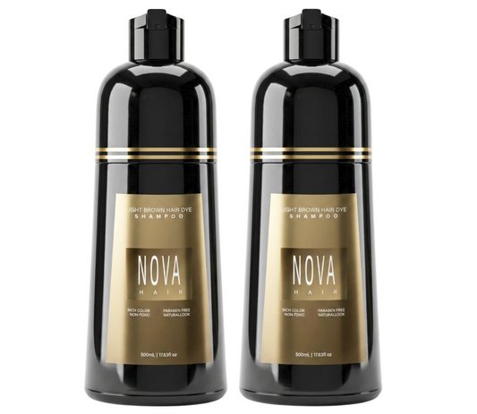 Nova Hair Light Brown Hair Dye Shampoo 500ml (2pc)