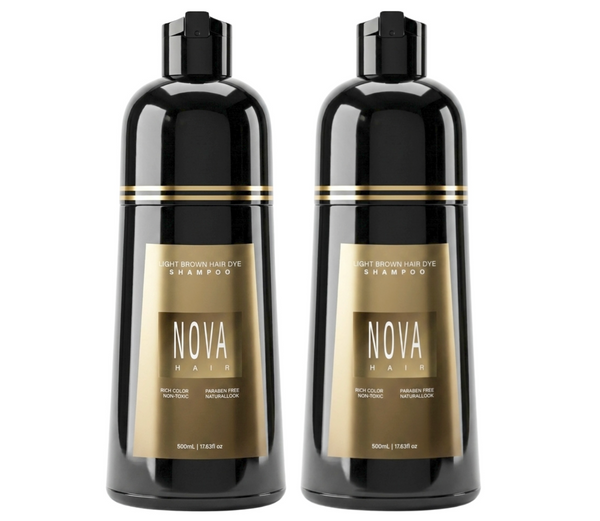 Nova Hair Light Brown Hair Dye Shampoo 500ml (2pc)