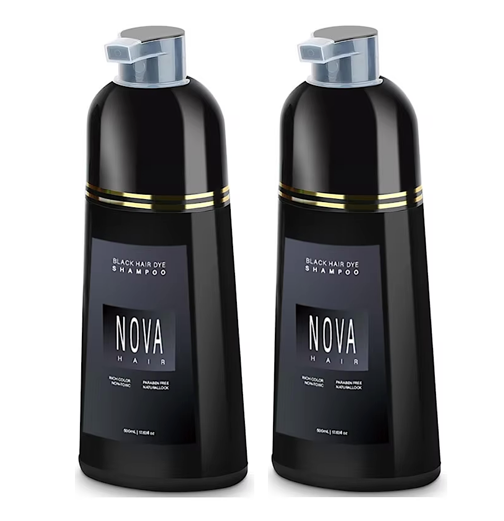 Nova Hair Black Hair Dye Shampoo 500ml (2pc)