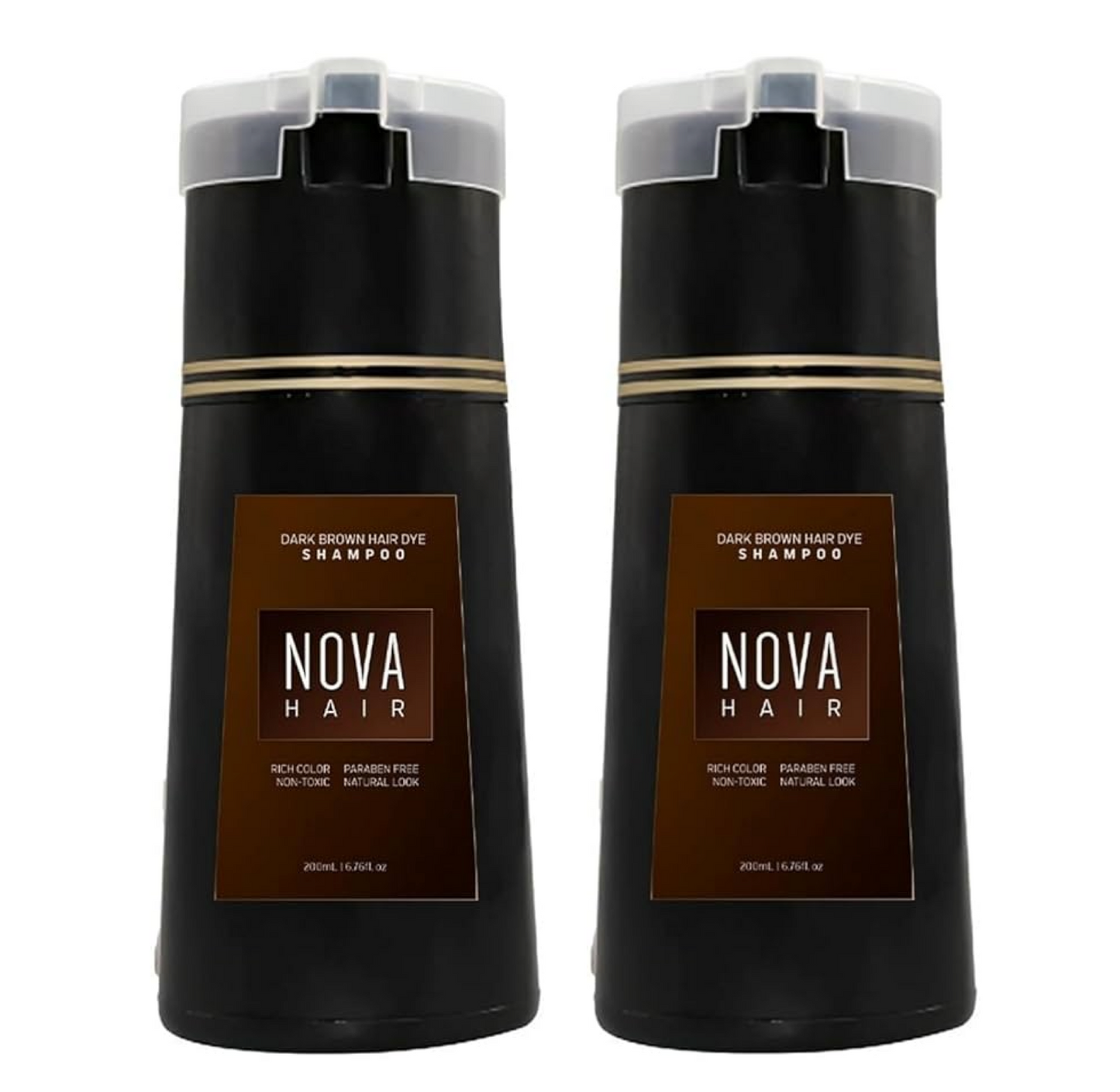 Nova Hair Dark Brown Hair Dye Shampoo 200ml (2pc)