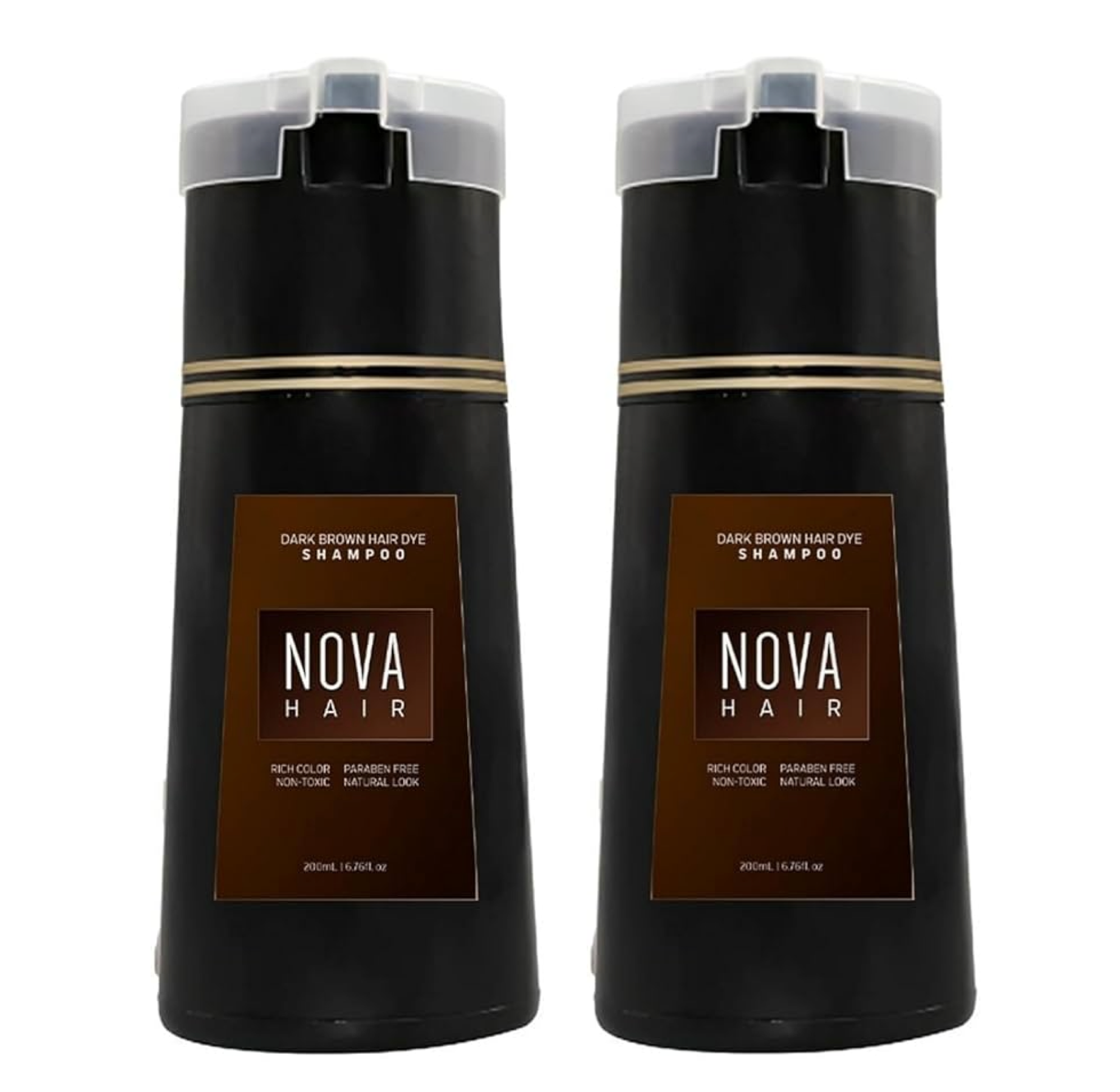 Nova Hair Dark Brown Hair Dye Shampoo 200ml (2pc)