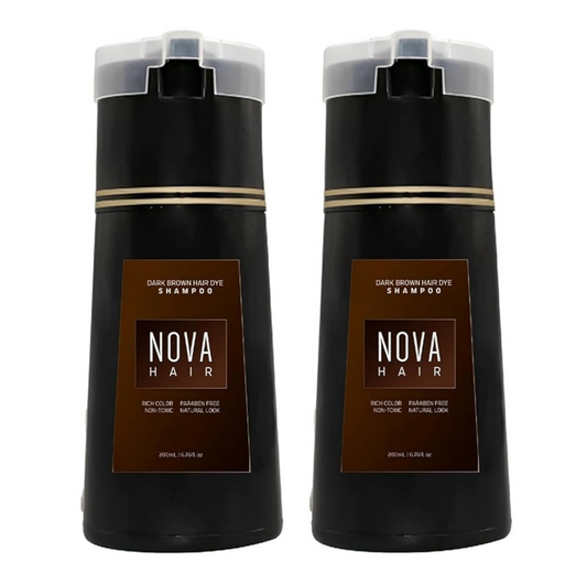 Nova Hair Dark Brown Hair Dye Shampoo 200ml (2pc)
