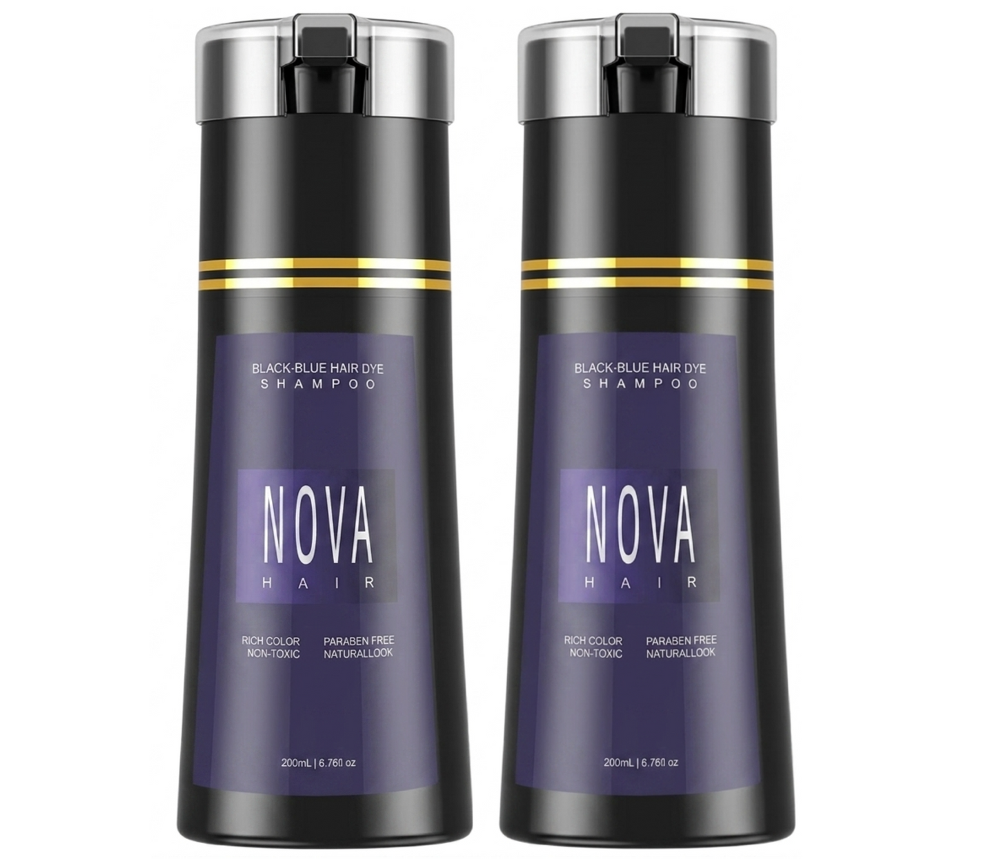 Nova Hair Instant Black Blue Dye Shampoo 200ml (2pc)
