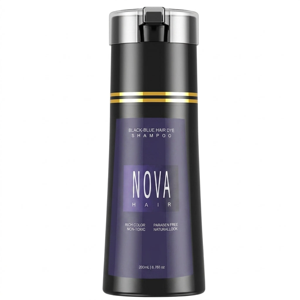 Nova Hair Instant Black Blue Hair Dye Shampoo 200ml
