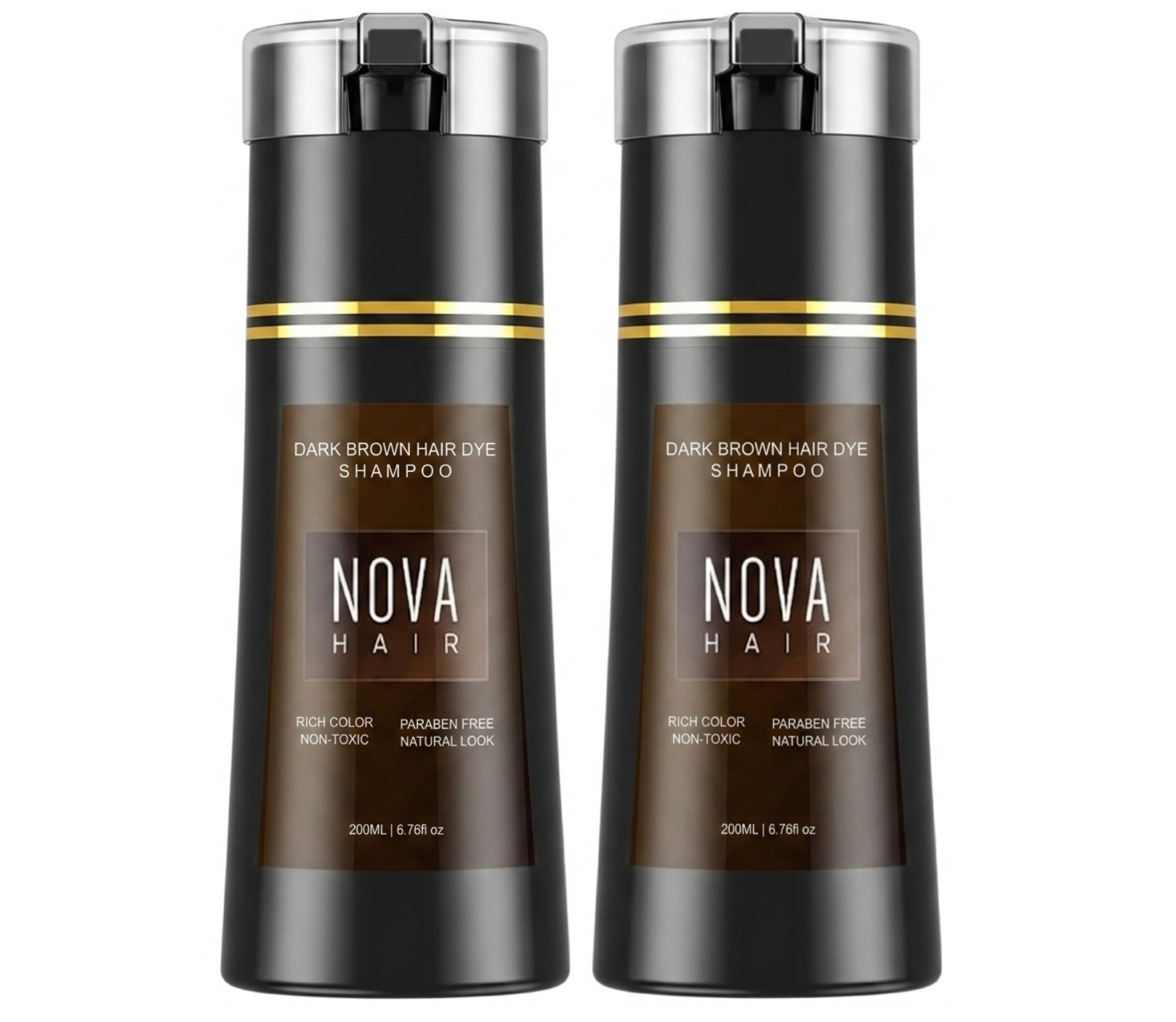 Nova Hair Instant Dark Brown Dye Shampoo 200ml (2pc)