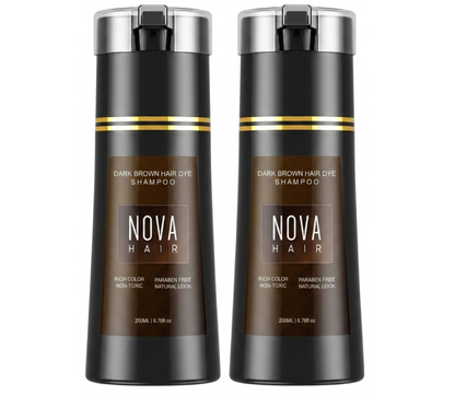 Nova Hair Instant Dark Brown Dye Shampoo 200ml (2pc)