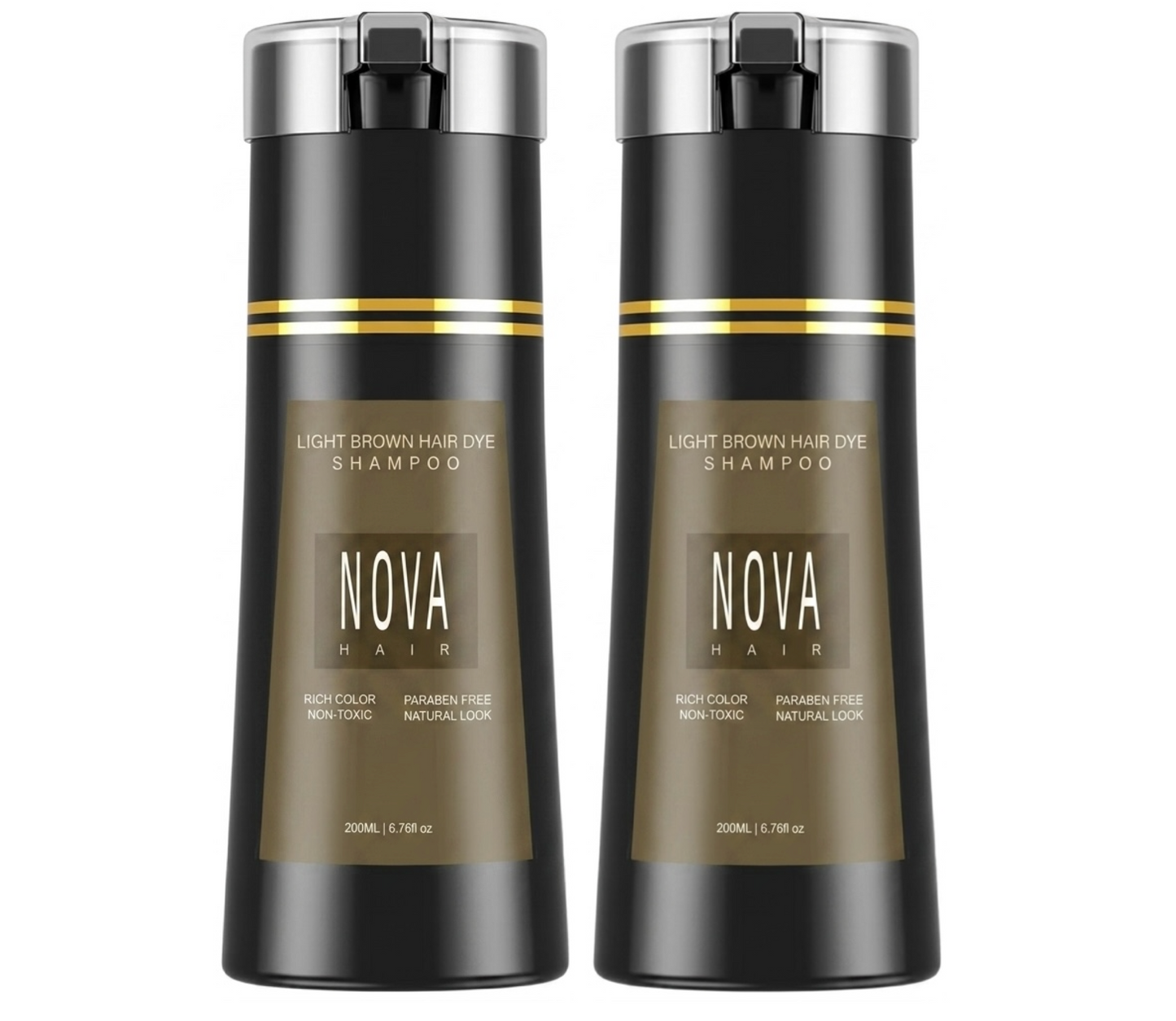 Nova Hair Instant Light Brown Dye Shampoo 200ml (2pc)