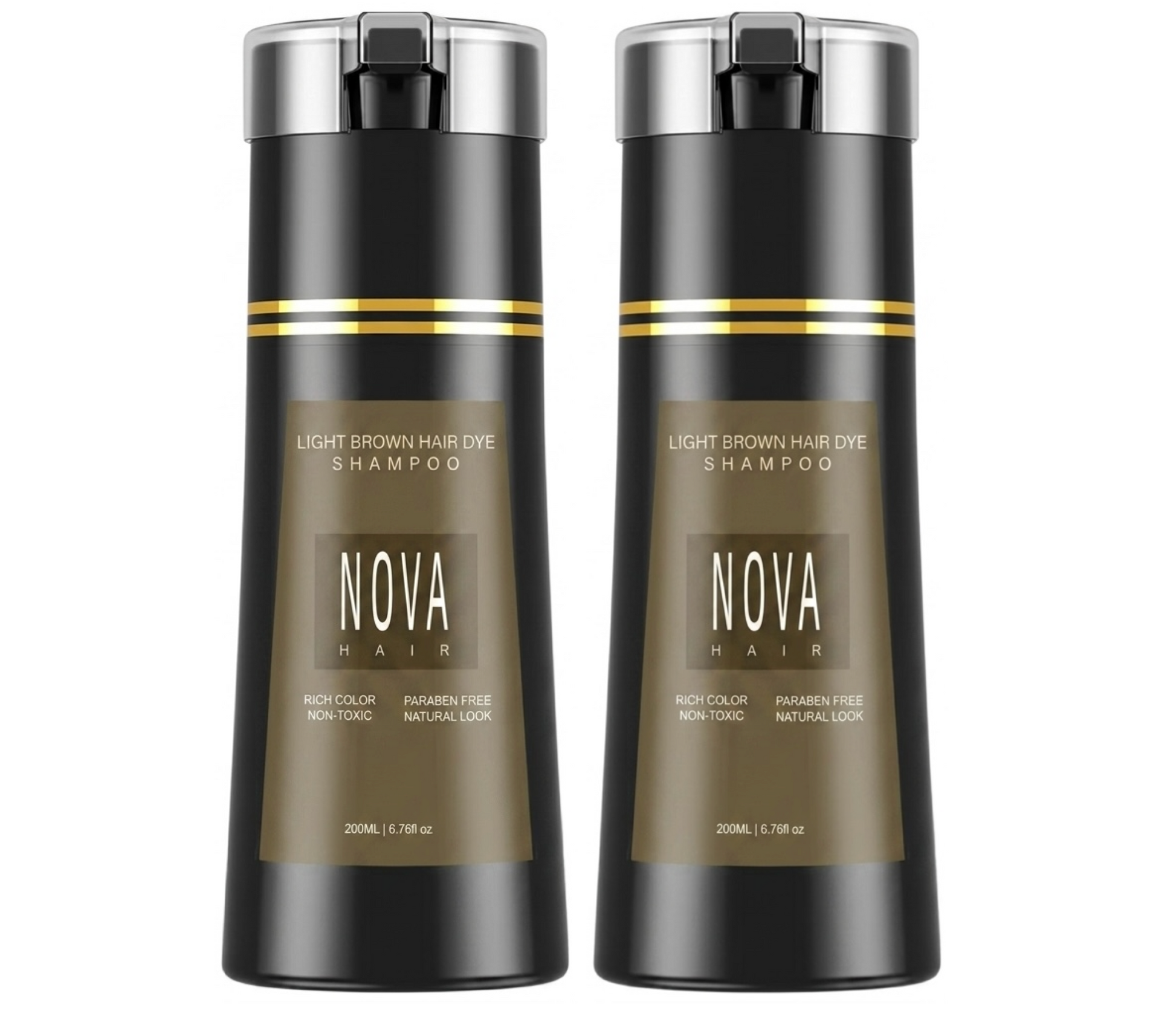 Nova Hair Instant Light Brown Dye Shampoo 200ml (2pc)