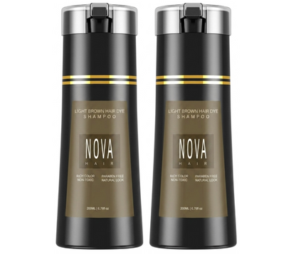 Nova Hair Instant Light Brown Dye Shampoo 200ml (2pc)