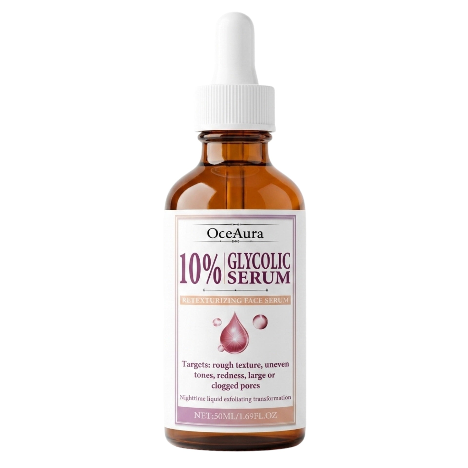 OceAura 10% Glycolic Acid Moisturizing Face Serum 50ml
