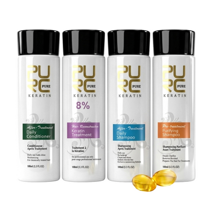 PURC Brazilian Keratin Treatment 8% Resistant Hair 100ml Kit (4pc)