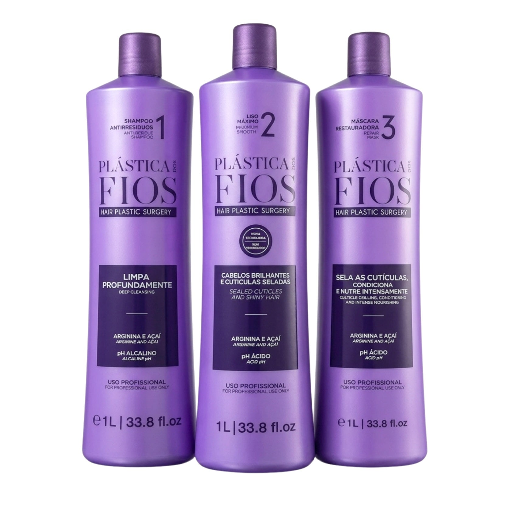 Plastica Dos Fios Brazilian Keratin Straightening Treatment 1000ml (3pc)