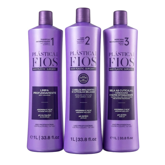 Plastica Dos Fios Brazilian Keratin Straightening Treatment 1000ml (3pc)