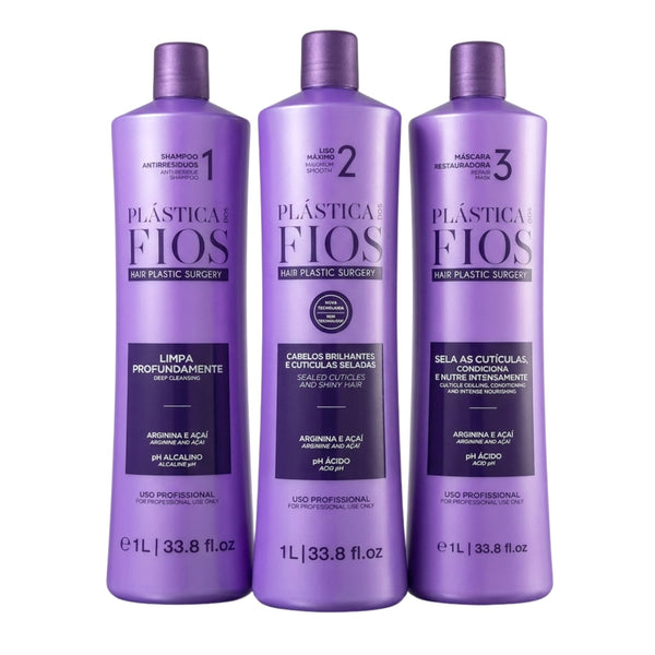 Plastica Dos Fios Brazilian Keratin Straightening Treatment 1000ml (3pc)