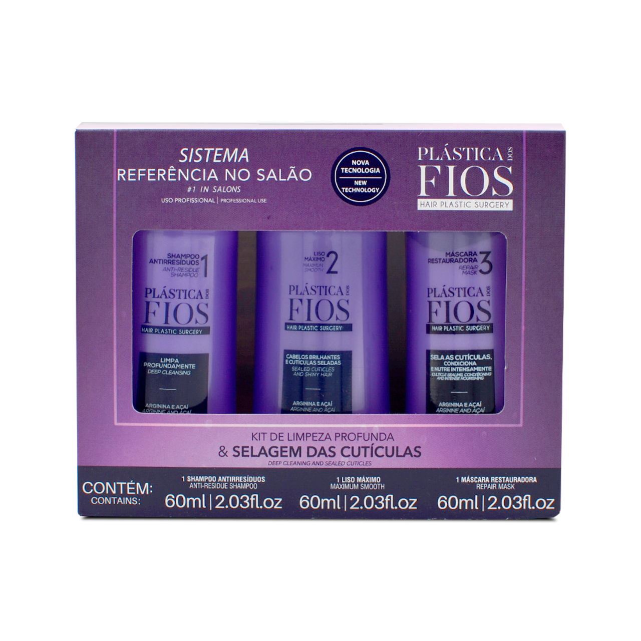 Plastica Dos Fios Brazilian Selagem Smoothing Treatment Kit 60ml (3pc)