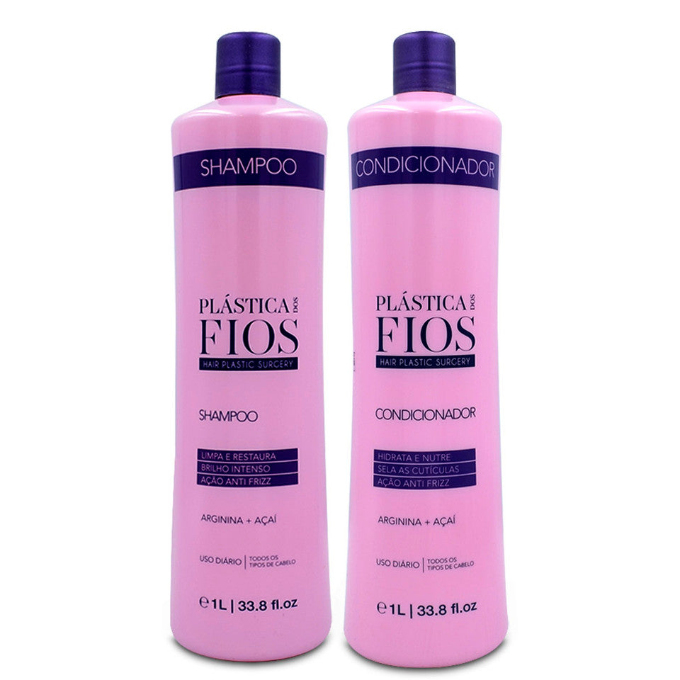 Plastica Dos Fios Hydration Frizz Straight Hair Shampoo and Conditioner 1000ml