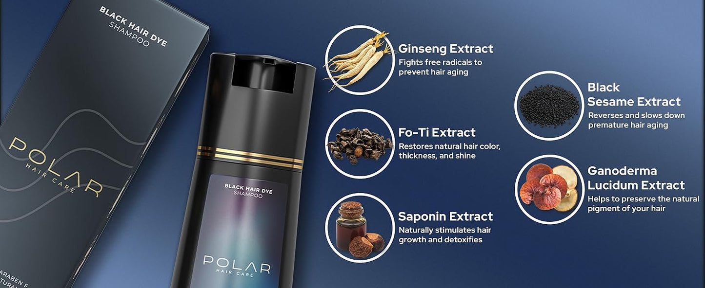 Polar Hair Care Black Hair Dye Shampoo 200ml