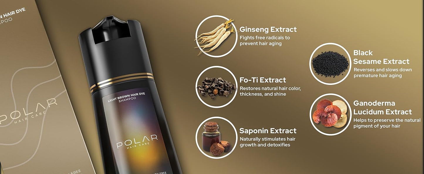 Polar Hair Care Instant Light Brown Dye Shampoo 200ml