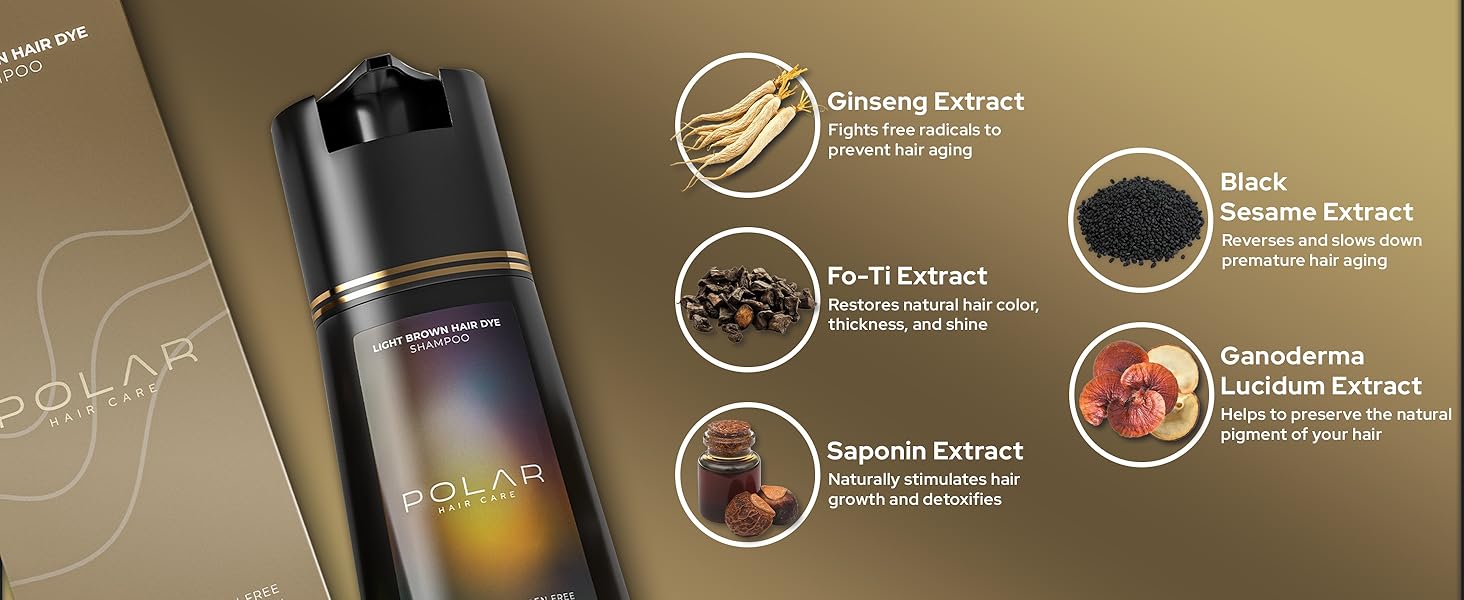 Polar Hair Care Instant Light Brown Dye Shampoo 200ml