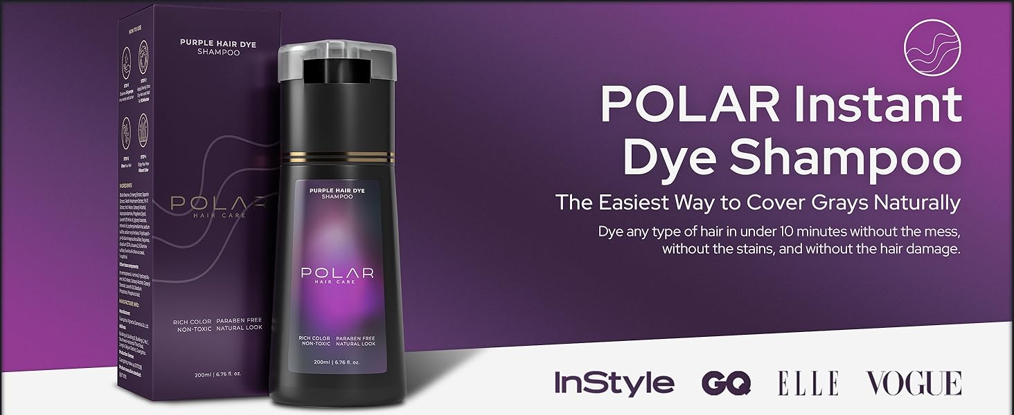 Polar Hair Care Instant Purple Hair Dye Shampoo 200ml