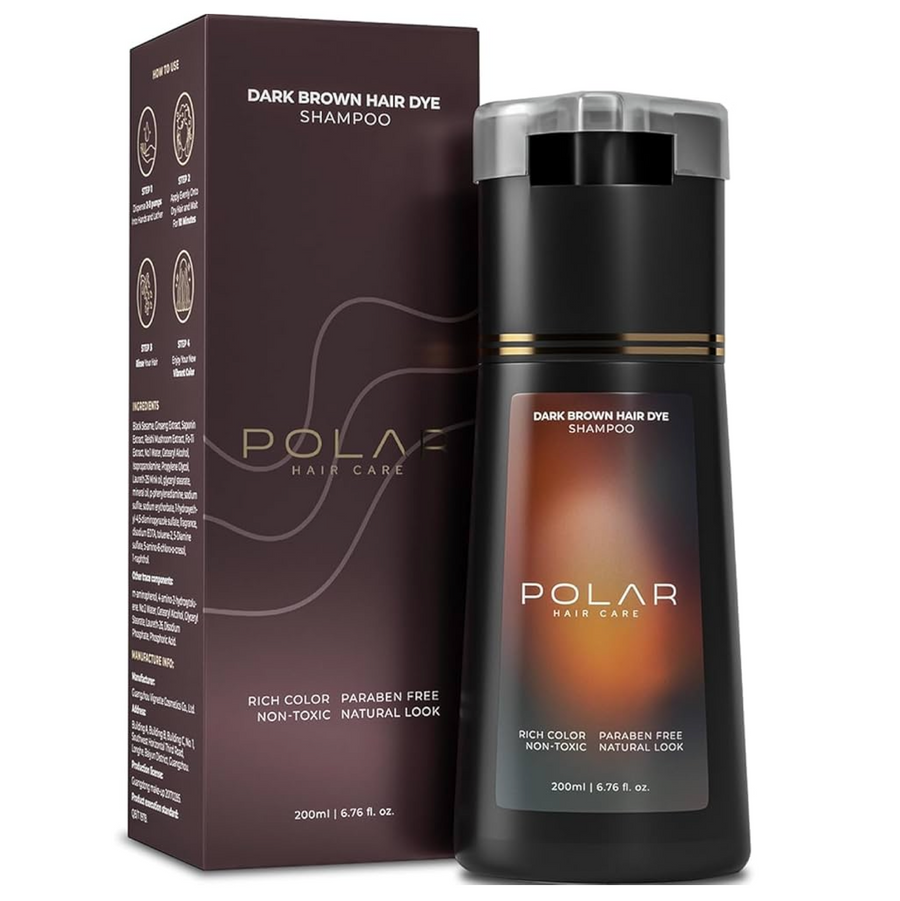 Polar Hair Care Instant Dark Brown Hair Dye Shampoo 200ml