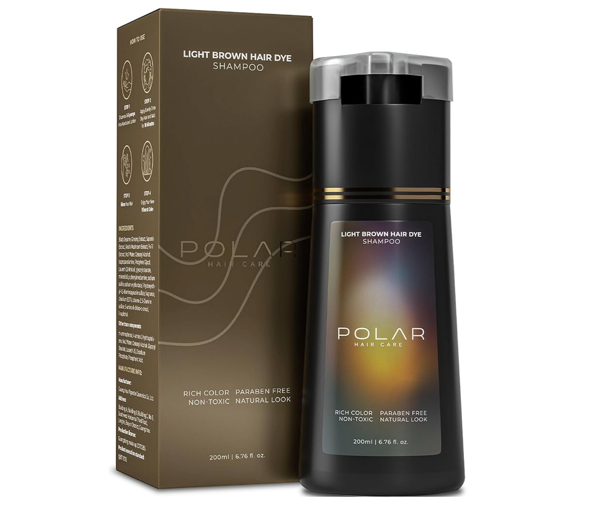 Polar Hair Care Instant Light Brown Dye Shampoo 200ml