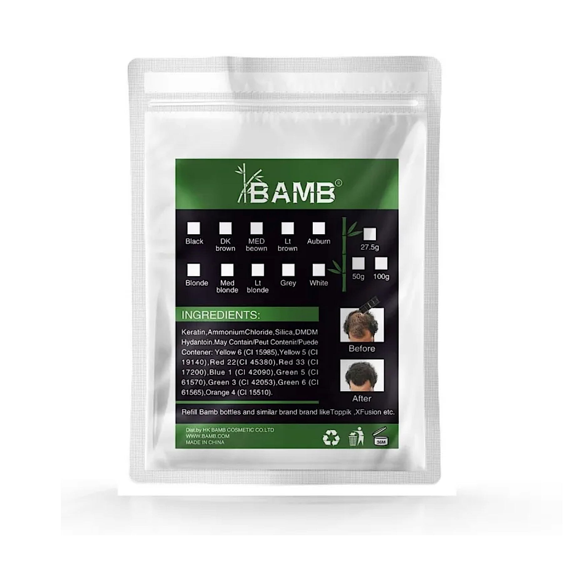 Premium Keratin Hair building Fibers Covers Hair Loss 100g