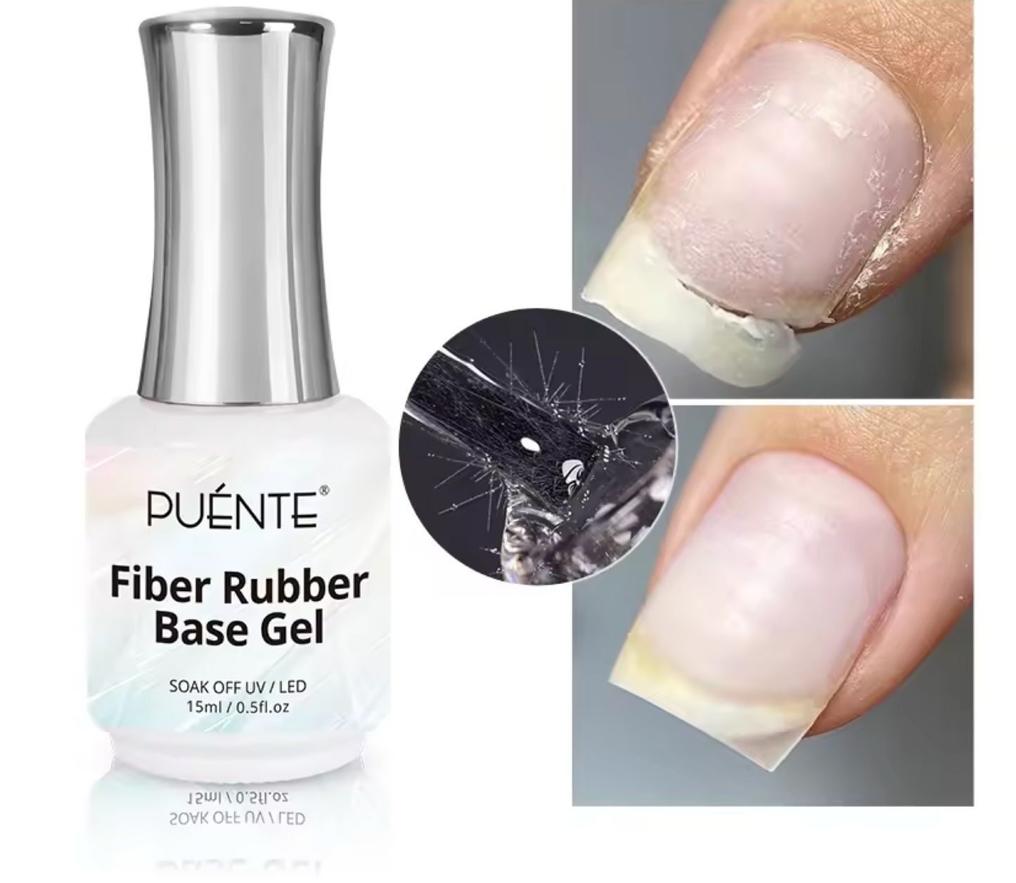 Puente Cracked Nail Repair Fiber Rubber Base Gel 15ml