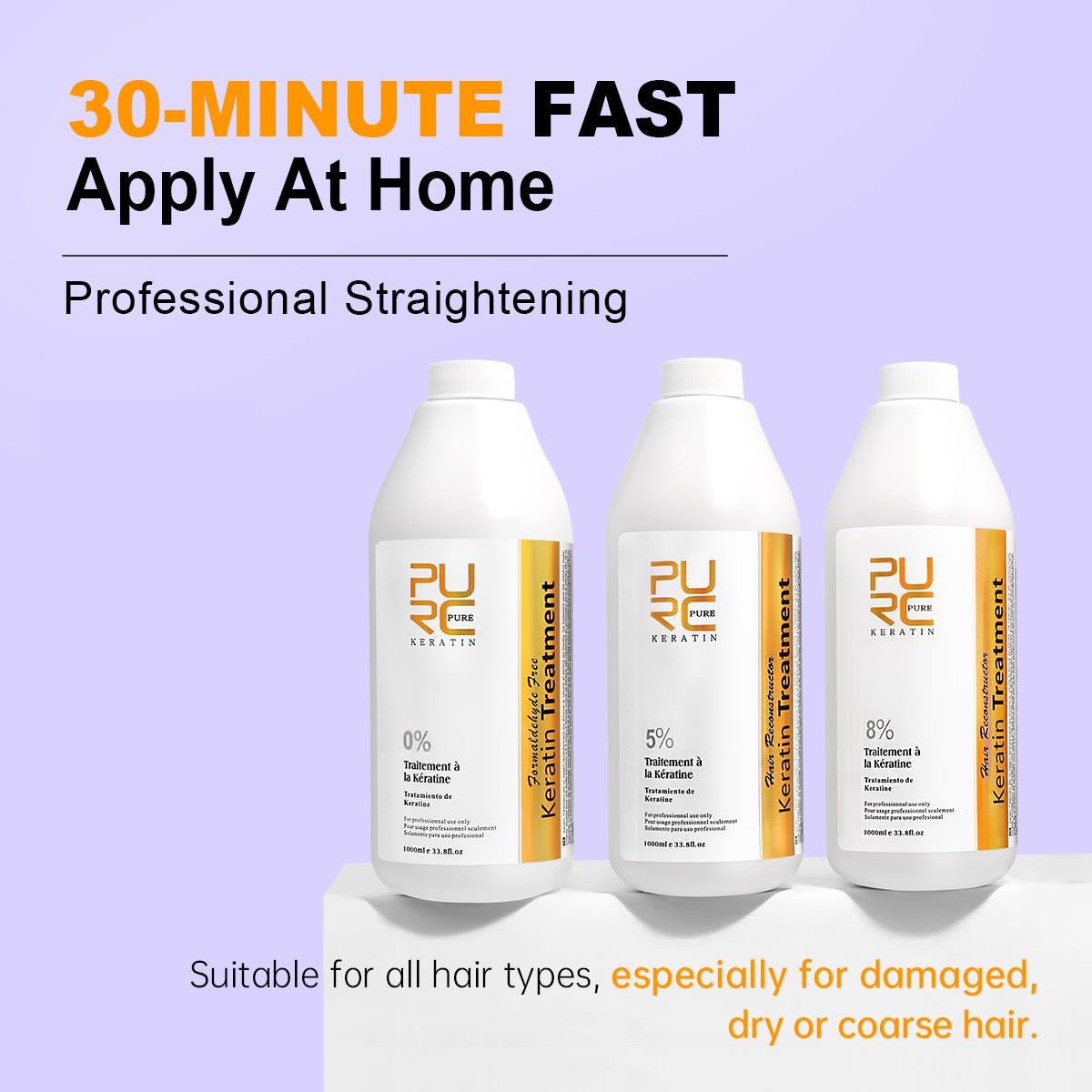 Purc Brazilian Keratin Treatment Very Resistant Hair 1000ml Formula 12%