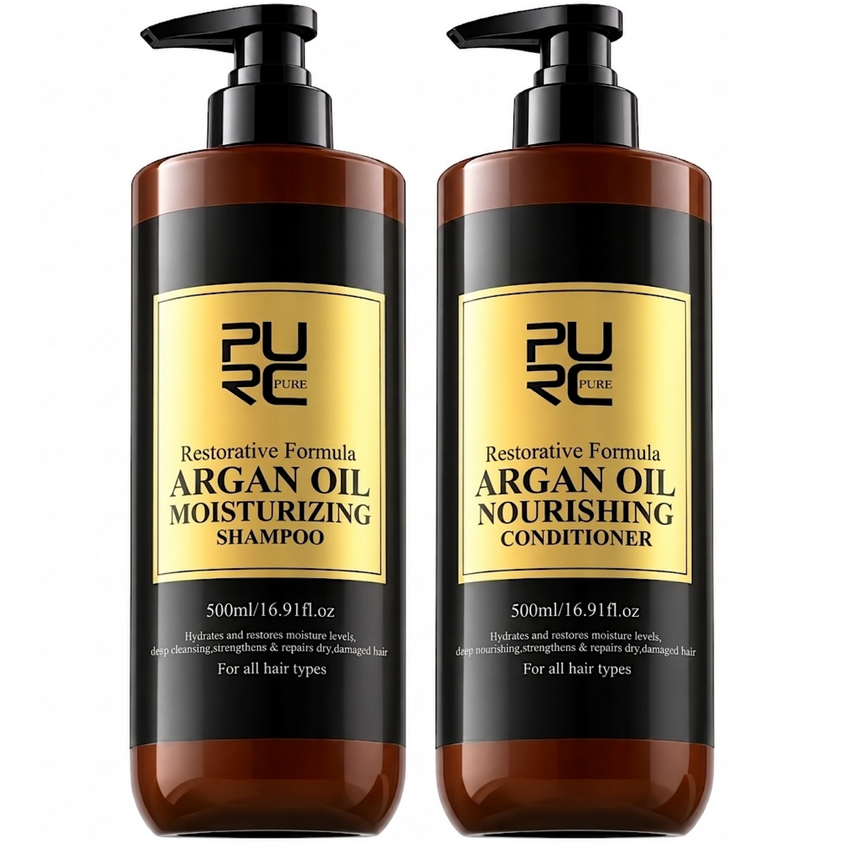 Purc Restorative Argan Oil Moisturizing Shampoo and Conditioner 500ml