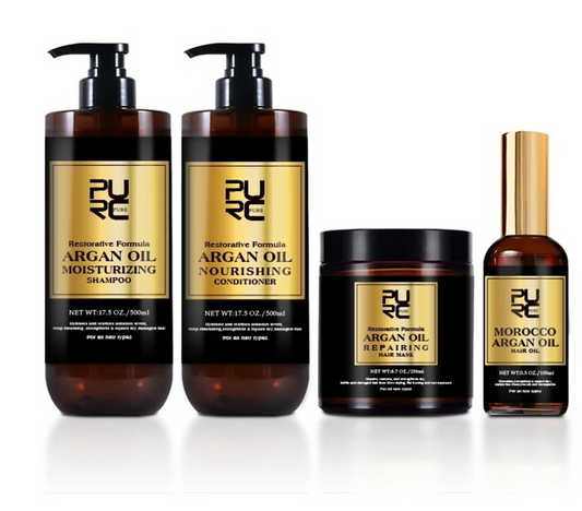 Purc Restorative Argan Oil Moisturizing Shampoo and Conditioner 500ml + Mask + Hair Oil (4pc)