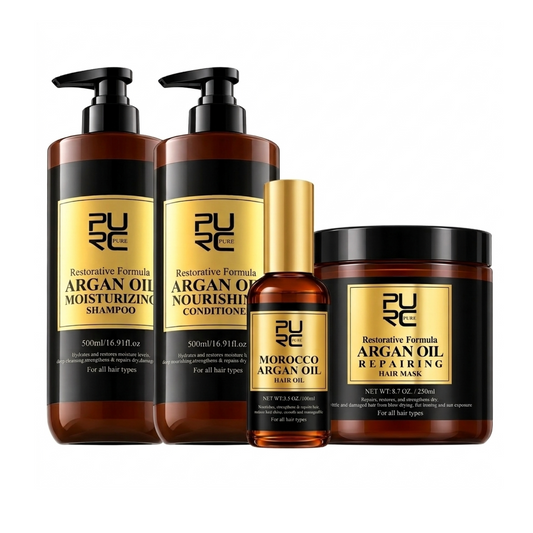 Purc Restorative Argan Oil Moisturizing Shampoo and Conditioner 500ml + Mask + Hair Oil (4pc)
