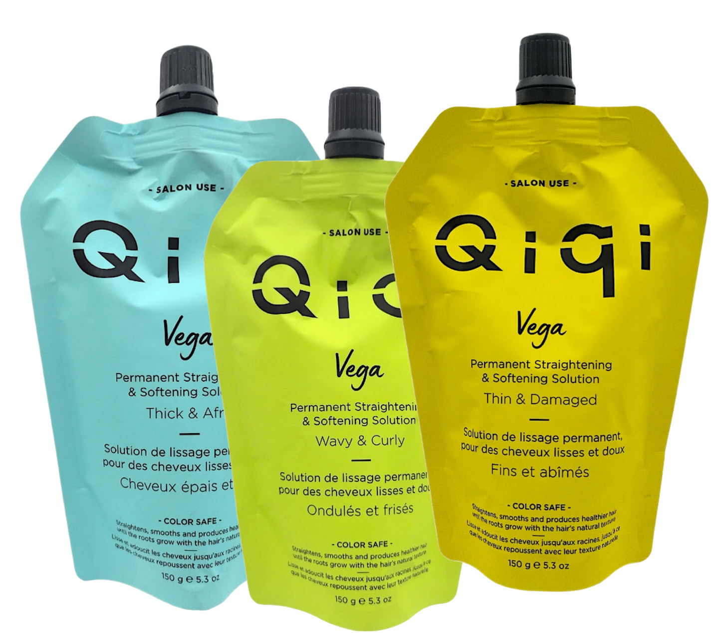 Qiqi Vega Permanent Straightening Wavy Curly, Thick Afro & Thin Damaged 150g (3pc)