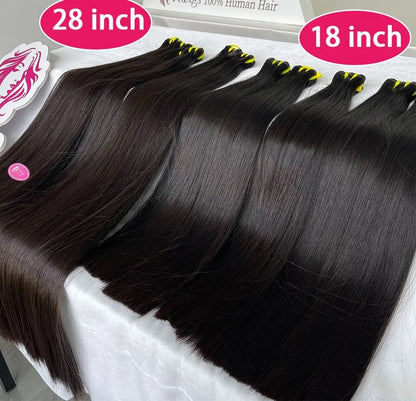 Raw Vietnamese Super Double Drawn Straight 100% Virgin Human Hair Bundles 100g