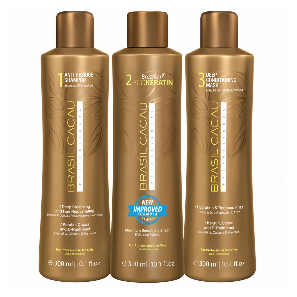 Brasil Cacau Eco Keratin Shampoo and Conditioner + Treatment Kit 300ml