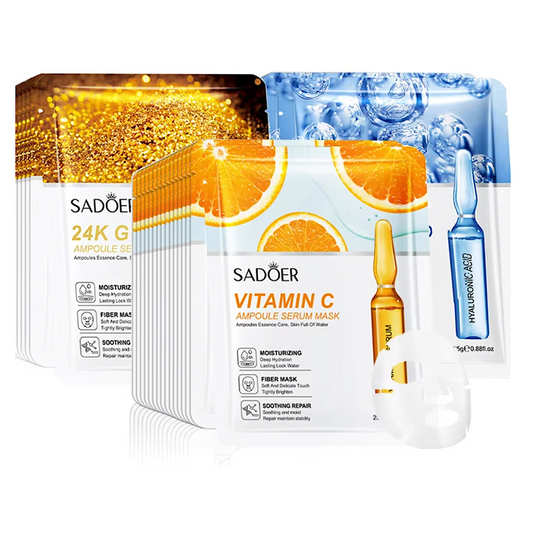 Sadoer Facial Skincare Masks 24K Gold Hyaluronic Acid Vitamin C (15pcs)