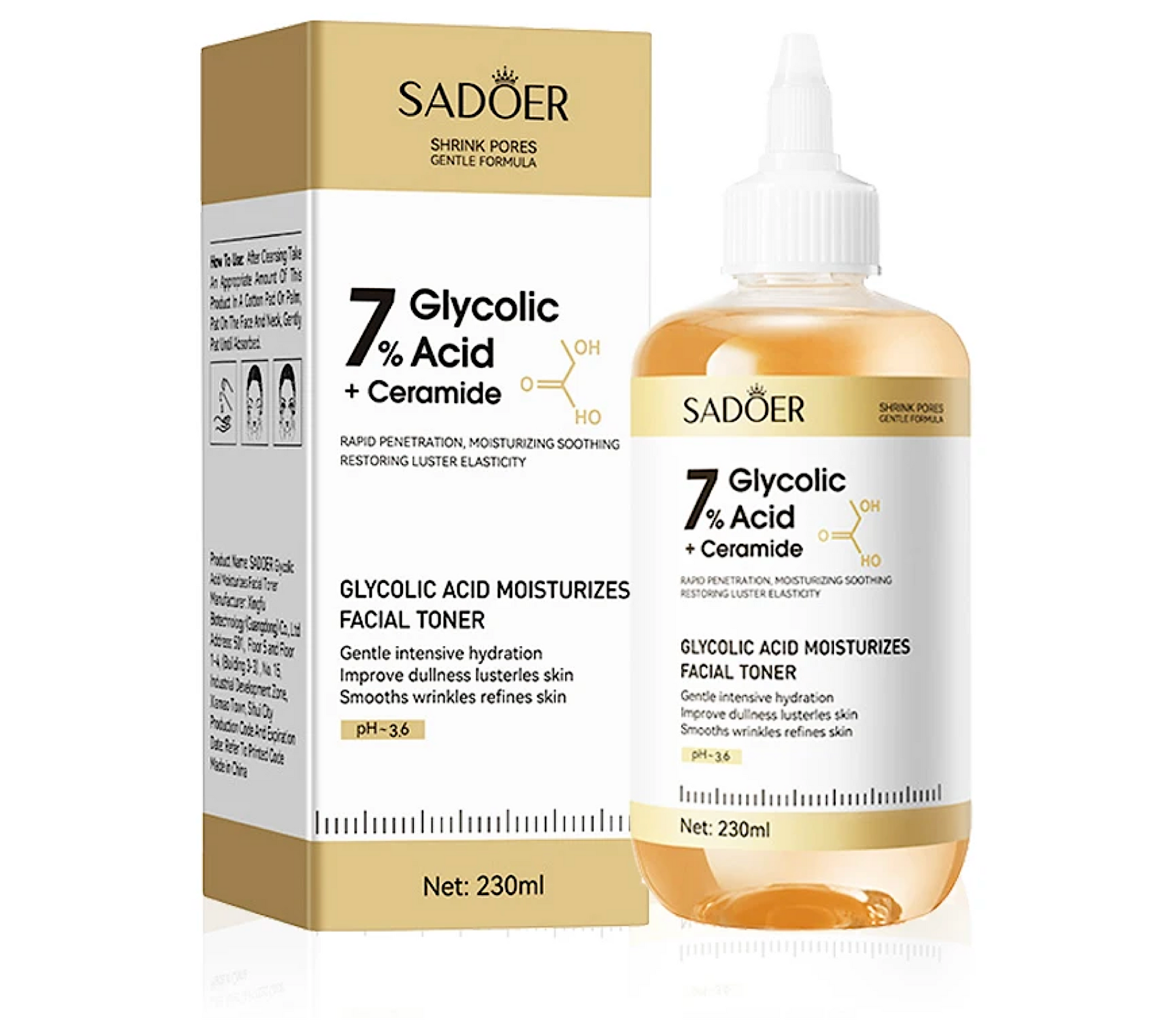Sadoer Glycolic Acid 7% With Ceramide Facial Toning Solution 230ml