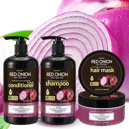 Sauvasine Red Onion Anti Hair Loss and Hair Growth Shampoo Conditioner Mask Trio