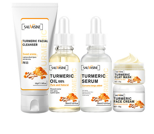 Sauvasine Turmeric Cream, Serum, Oil, Mask and Cleanser Pack (5pc)