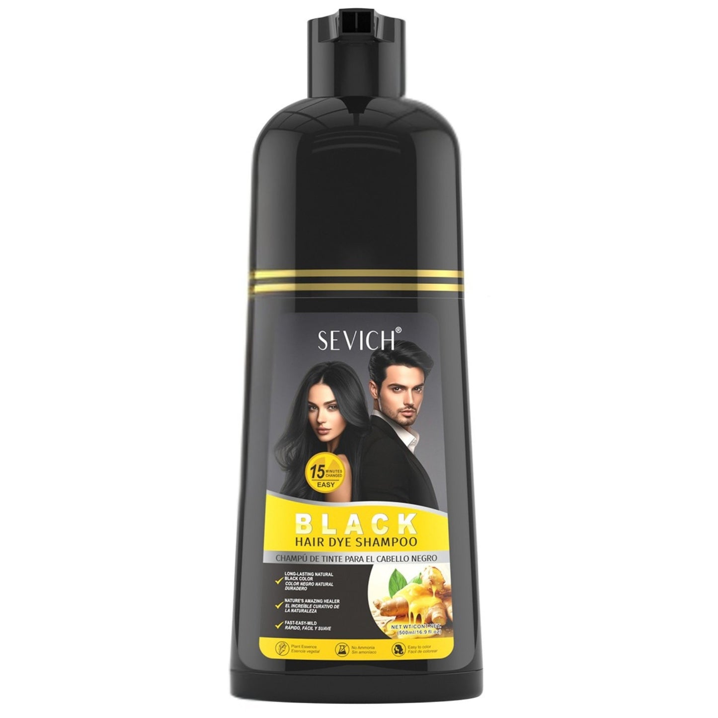 Sevich Black At Home Hair Dye Color Shampoo 500ml