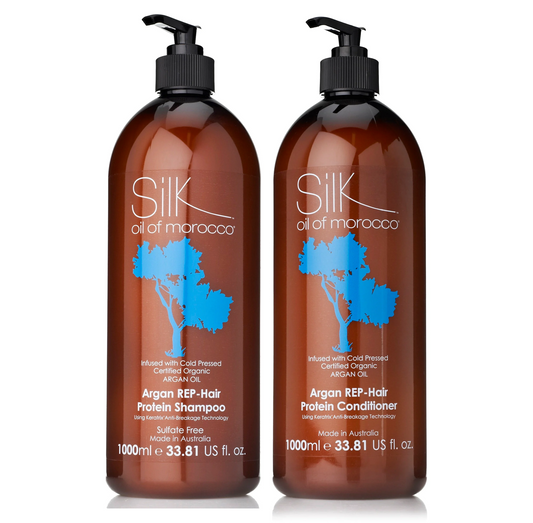 Silk Oil of Morocco Argan Rep Hair Protein Shampoo and Conditioner 1000ml