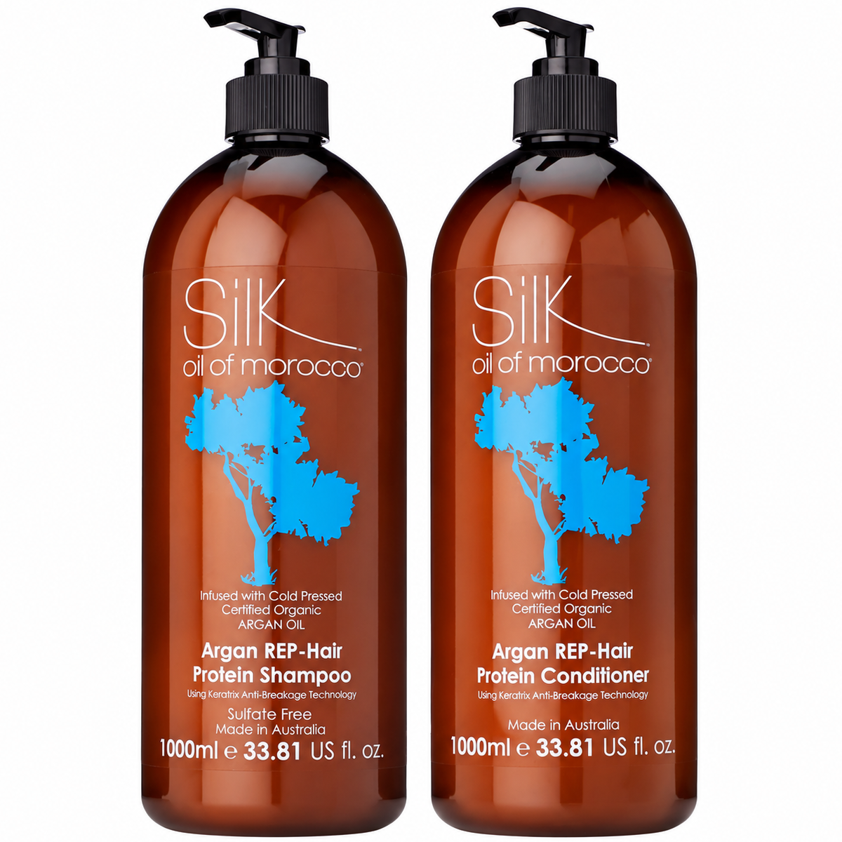 Silk Oil of Morocco Argan Rep Hair Protein Shampoo and Conditioner 1000ml