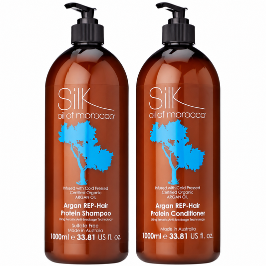 Silk Oil of Morocco Argan Rep Hair Protein Shampoo and Conditioner 1000ml