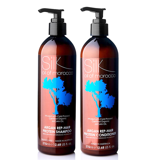 Silk Oil of Morocco Argan Rep Hair Protein Shampoo and Conditioner 375ml