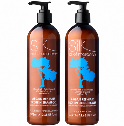 Silk Oil of Morocco Argan Rep Hair Protein Shampoo and Conditioner 375ml