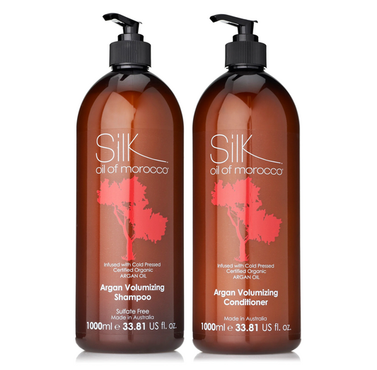 Silk Oil of Morocco Argan Volumizing Shampoo and Conditioner 1000ml