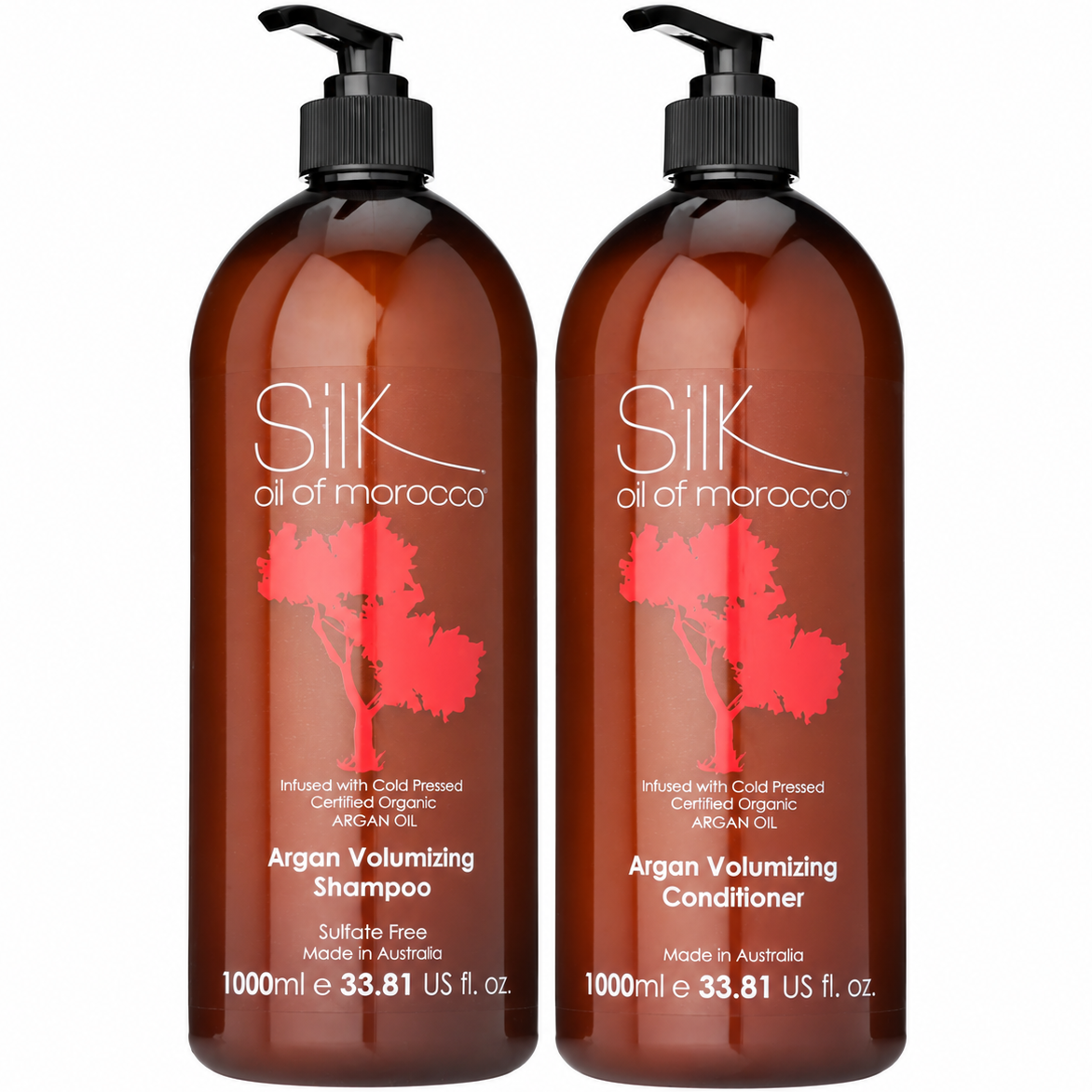 Silk Oil of Morocco Argan Volumizing Shampoo and Conditioner 1000ml
